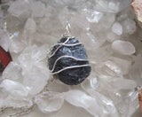 Indigo Iolite Wire Wrapped Natural Gemstone Crystal Pendant Necklace