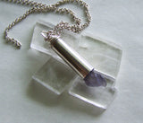 Natural Iolite Indigo Gemstone Crystal Bullet Pendant Necklace