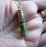 Nephrite Green Jade Silver Bullet Jewelry Pendant