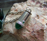 Jade Green Glass Silver Bullet Jewelry Pendant