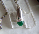 Jade Green Glass Silver Bullet Jewelry Pendant