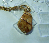 Natural Picture Jasper Wire Wrapped Pendant Necklace