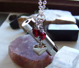 Silver Kaleidoscope Red Hearts Valentine Love Pendant