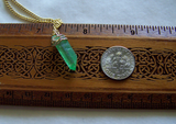 Green Aura Crystal Kryptonite Quartz Gold Wire Wrapped Pendant