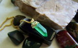 Green Aura Crystal Kryptonite Quartz Gold Wire Wrapped Pendant