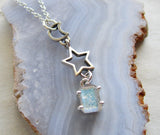 Labradorite Gemstone Celestial Sterling Silver Moon Star Pendant Necklace