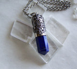 Blue Lapis Lazuli Filigree Bullet Jewelry Pendant Necklace