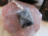 Larvikite Natural Gemstone Faceted Crystal Pendant Necklace