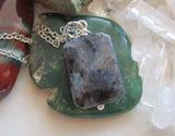 Larvikite Natural Gemstone Faceted Crystal Pendant Necklace