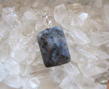 Larvikite Natural Gemstone Faceted Crystal Pendant Necklace