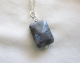 Larvikite Natural Gemstone Faceted Crystal Pendant Necklace