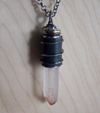 Natural Blood Crystal Lepidochrosite Quartz Leather Bullet Pendant