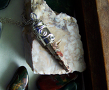 Leopard Skin Jasper Natural Stone Wire Wrapped Bullet Pendant