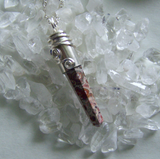 Leopard Skin Jasper Natural Stone Wire Wrapped Bullet Pendant