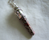 Leopard Skin Jasper Natural Stone Wire Wrapped Bullet Pendant