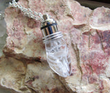 Green Light Up Cicada Quartz Natural Crystal Pendant Necklace