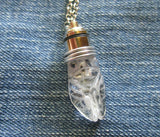 Green Light Up Cicada Quartz Natural Crystal Pendant Necklace