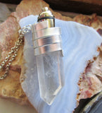 Green Light Up Natural Quartz Crystal Pendant Necklace