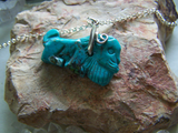 Vintage Natural Turquoise Carved Lion Gemstone Pendant