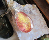 Landscape Quartz Red Gold Lodolite Polished Crystal Pendant Necklace