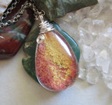 Landscape Quartz Red Gold Lodolite Polished Crystal Pendant Necklace