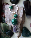 Green Malachite Beads Silver Tree of Life Elemental Necklace