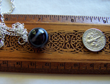 Antique Black and White Glass Swirl Marble Pendant