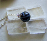 Antique Black and White Glass Swirl Marble Pendant