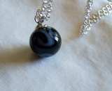 Antique Black and White Glass Swirl Marble Pendant