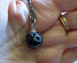 Antique Black and White Glass Swirl Marble Pendant