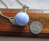 Vintage Akro Agate Blue and White Marble Pendant Necklace