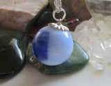 Vintage Akro Agate Blue and White Marble Pendant Necklace