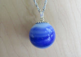 Vintage Akro Agate Blue and White Marble Pendant Necklace