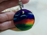 Painted Landscape on Vintage Glass Pendant