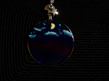 Painted Landscape on Vintage Glass Pendant