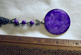 Purple Nebula Vintage Painted Glass Lens Glow in the Dark Pendant