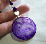 Purple Nebula Vintage Painted Glass Lens Glow in the Dark Pendant