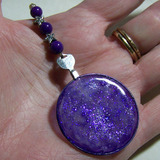 Purple Nebula Vintage Painted Glass Lens Glow in the Dark Pendant