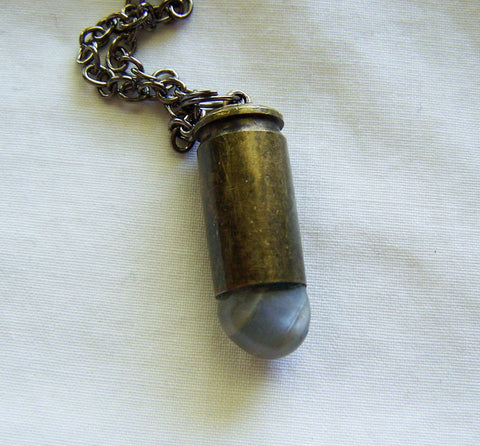 Natural Moonstone Crystal Bullet Jewelry Pendant Necklace