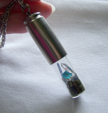 Moss Bottle Garden Gemstone Bullet Necklace