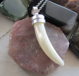 Mother of Pearl Natural Horn Cornicello Pendant Necklace