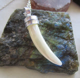 Mother of Pearl Natural Horn Cornicello Pendant Necklace