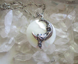 Mother of Pearl Moon Maiden Natural Pendant Necklace