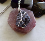 Mystic Merlinite Indigo Gabbro Natural Raw Natural Stone Pendant Necklace