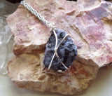 Mystic Merlinite Indigo Gabbro Natural Raw Natural Stone Pendant Necklace