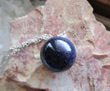 Night Stars Blue Galaxy Crystal Ball Pendant Necklace