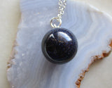 Night Stars Blue Galaxy Crystal Ball Pendant Necklace