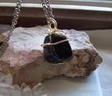 Bronzite Gabbro Wire Wrapped Natural Stone Pendant Necklace