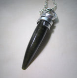 Golden Sheen Black Obsidian Crystal Horn Pendant Necklace