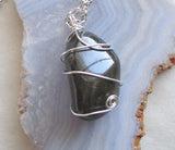 Golden Sheen Obsidian Wire Wrapped Natural Crystal Pendant Necklace